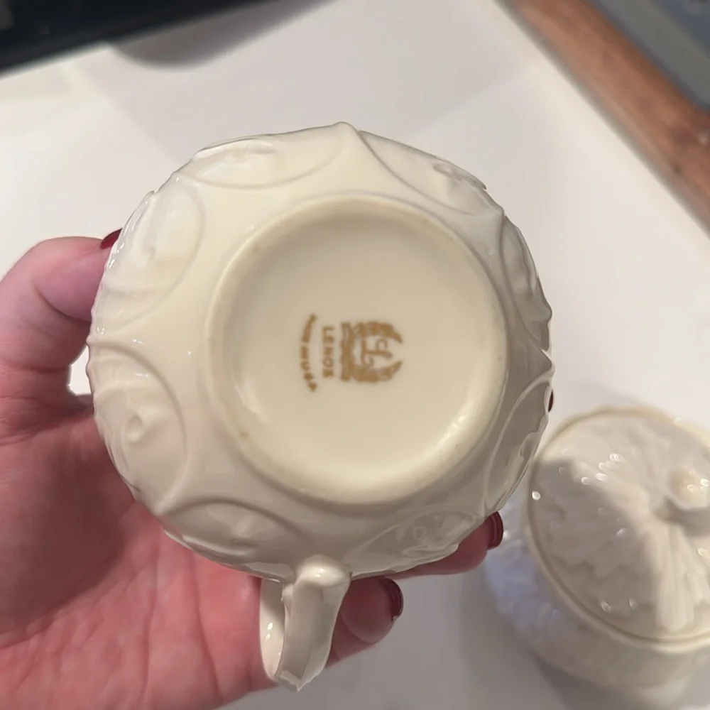 Lenox Cream Porcelain Sugar Bowl and Creamer Set